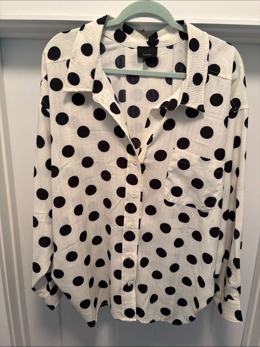 Lumiere polka dot oversized button up from vici